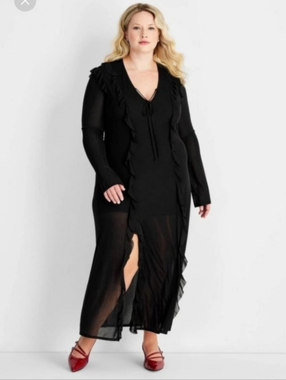 Future Collective Ruffle Sheer Whimsigoth Halloween NWT Vneck Maxi Plus Sz XXL